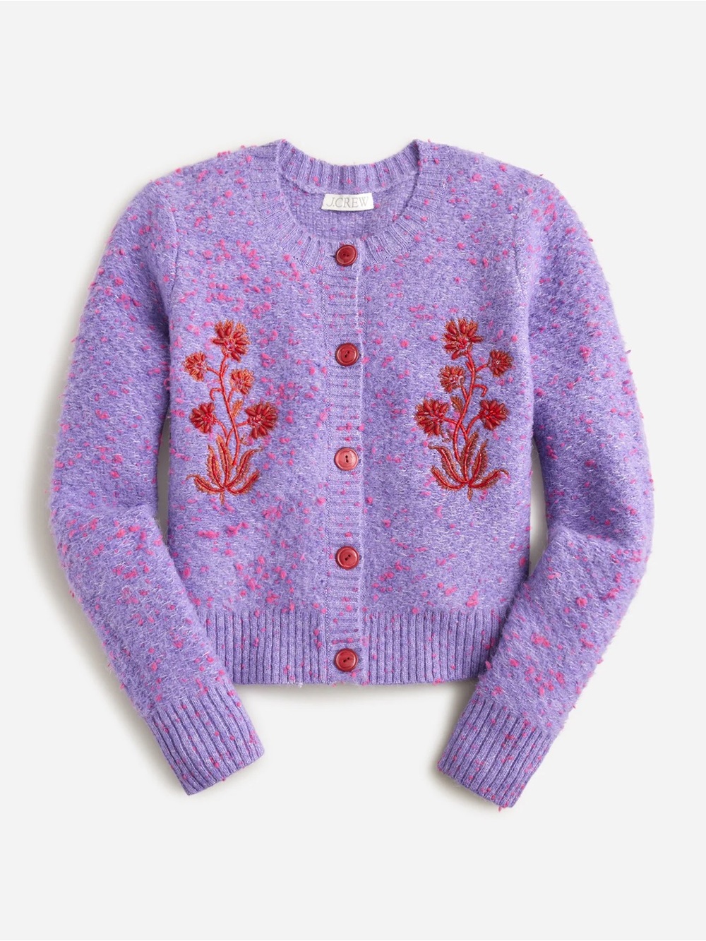 J. Crew Collection Sequin Embroidered Cotton Bouclé Cardigan Sweater